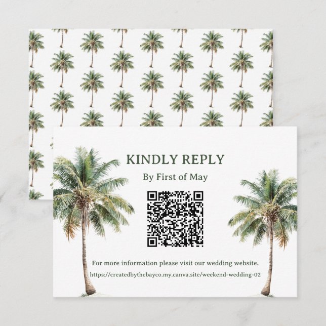Tropical Palm Trees QR RSVP Card (Devant / Derrière)