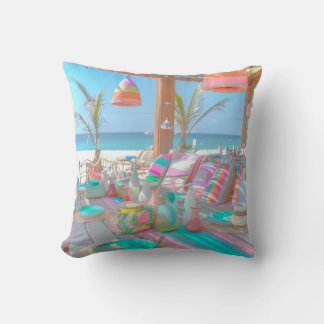 Tropical Paradis de Plage Été Coloré Coussin de Je