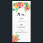 Tropical Paradise Foliage Mariage Menu Réception<br><div class="desc">Notre carte de dîner mariage Island Paradise est parfaite pour un mariage ou un événement à thème de plage, île ou nautique. Doté de fleurs d'hibiscus roses et coralliennes et de feuilles de palmiers en aquarelle. Ce menu peut être utilisé pour une réception de mariage, un dîner de répétition ou...</div>