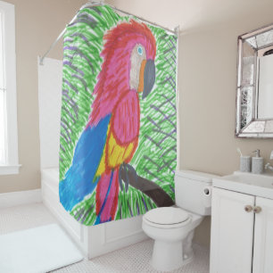 Tropical Paradise Macaw Douche Rideau