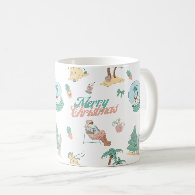 Tropical Père Noël Joyeux Noël Mug (Devant droit)