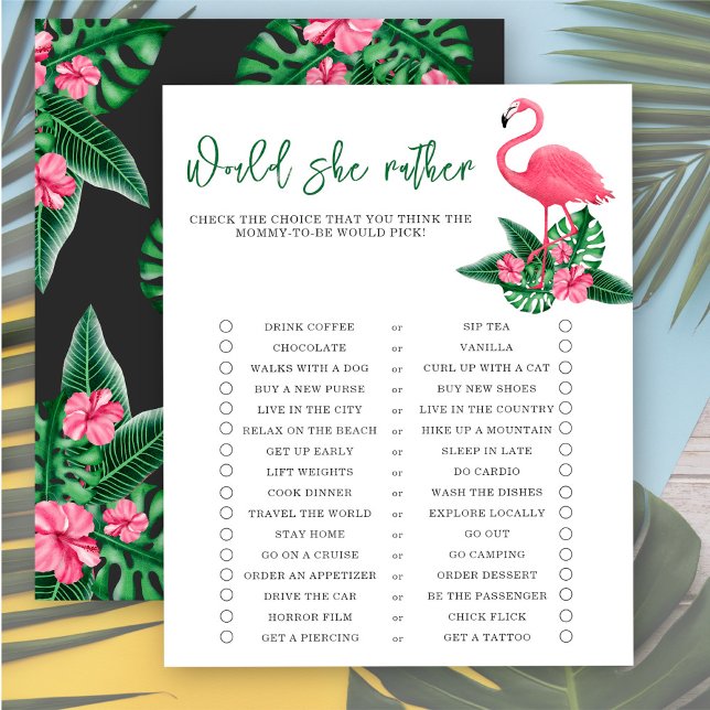 Tropical - Préférerait-elle - jeu de baby shower (Créateur téléchargé)