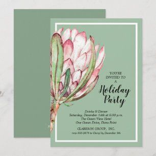 Tropical Protea Holiday Christmas Party Invitation