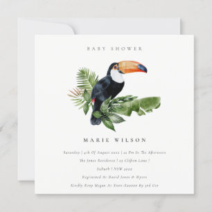 Tropical Rainforest Baby shower Toucan Invitation