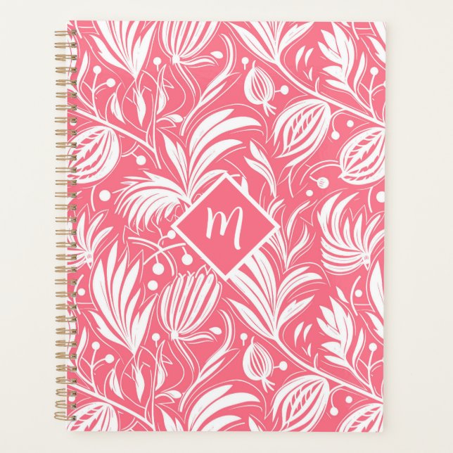 Tropical rose floral motif diamant Monogramme (Devant)