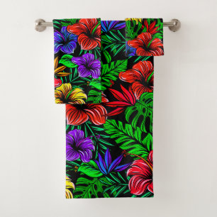 Tropical rose rouge bleu jaune Hibiscus Fleur