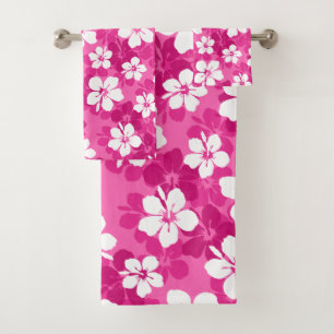 Tropical Rouge Violet blanc Hibiscus Motif de fleu