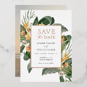Tropical Save the Date avec Photo Foil Invitation