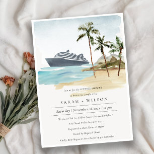 Tropical Seascape Cruise Couples Invitation de dou