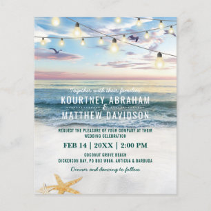Tropical Starfish Budget Plage Mariage Invitation