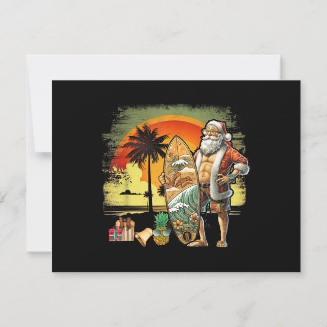 Tropical Summer Surfing Santa Claus 6 Pack Christm (Devant)