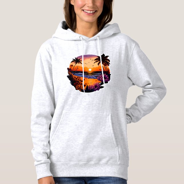 Tropical Sunset Beach Sweat à capuche Femmes  (Devant)