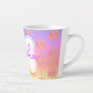 Tropical Sunset Island Girl Palm Rose Mug