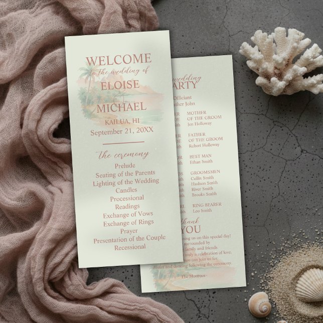 Tropical Sunset Island Wedding Ceremony Program (Tropical Sunset Island Wedding Ceremony Program)