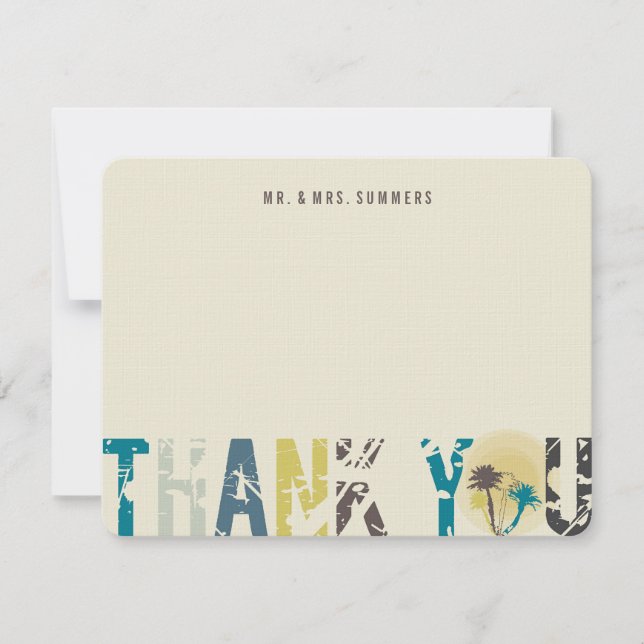 Tropical Sunset Palm Trees Photo Mariage Merci (Devant)