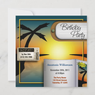 Tropical Travel Sunset Anniversaire Invitations
