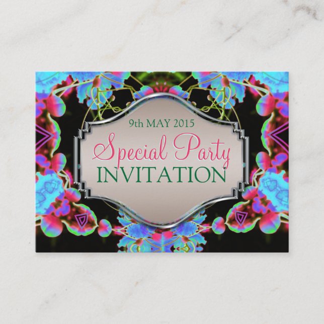 Tropical Trip Fractals Mini Party Invitations (Devant)