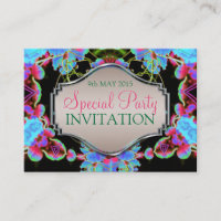Tropical Trip Fractals Mini Party Invitations