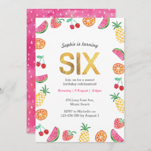 Tropical Tutti Fruitt Gold 6e Invitation anniversa