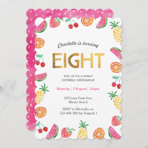 Tropical Tutti Fruitt Gold 8e Invitation anniversa