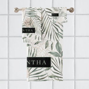 Tropical Watercolor Leaves & Flowers Pattern