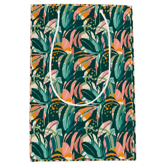 Tropicales colorées : Sac cadeau Monstera Jungle (Devant)