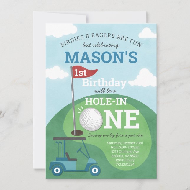 Trou de golf dans une première invitation de fête  (Devant)