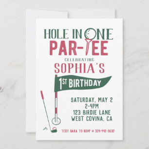 Trou en un Doodle Golf Première Invitation d'anniv