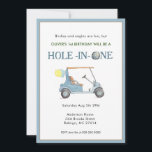 Trou en un garçon 1er anniversaire Invitation de f<br><div class="desc">Beau et simple Golf thème Blue golf Panier 'Hole in One' Boy 1er Anniversaire invitation.</div>