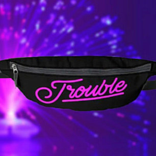 Trouble Sac banane à écriture néon rose