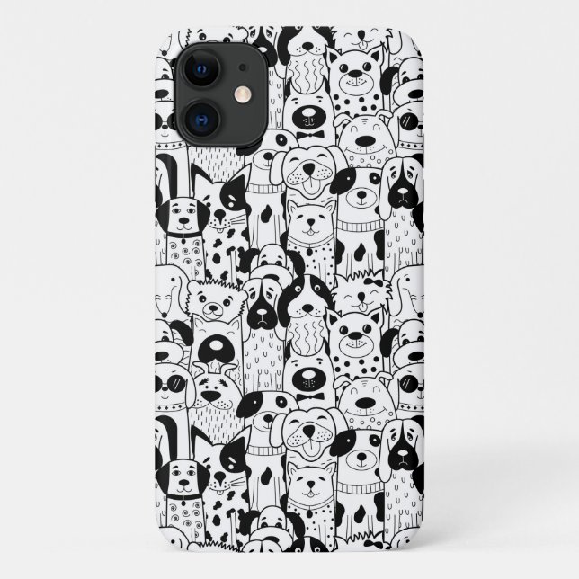 Troupe de chiens noir et blanc Coque de téléphone (Dos)