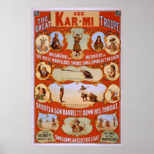 Troupe Magicien KAR-MI Poster VAUDEVILLE