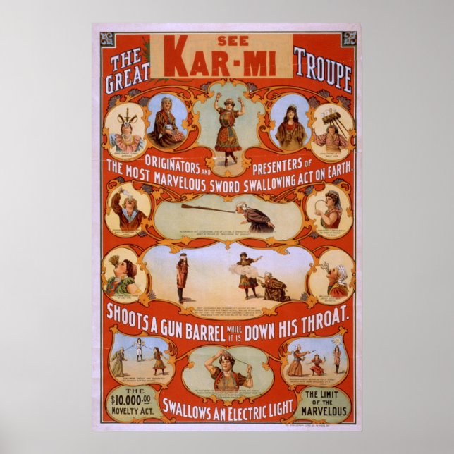 Troupe Magicien KAR-MI Poster VAUDEVILLE (Devant)