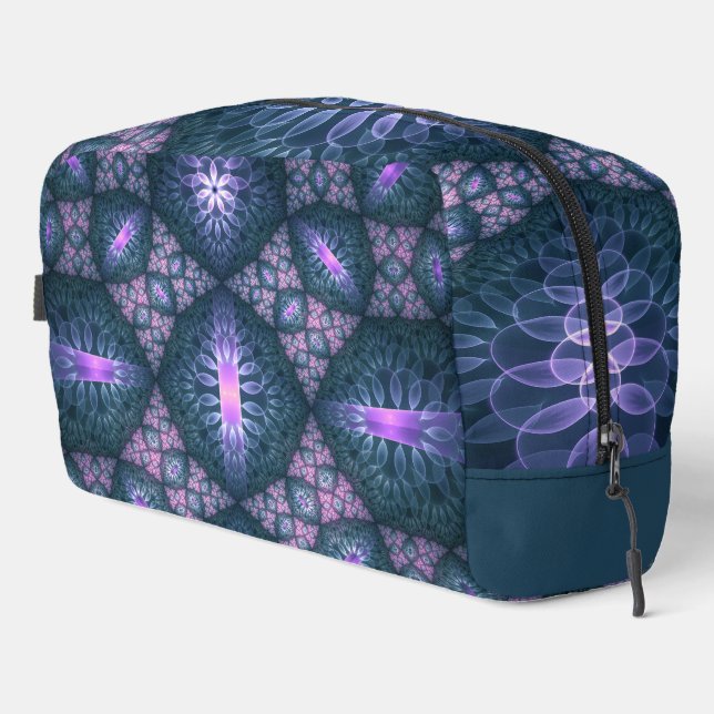 Trousse De Toilette 3D Fractal Art Abstrait Motif bleu violet rose (Coin droit)
