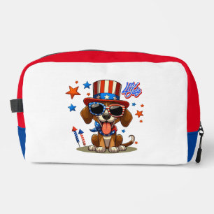 Trousse De Toilette 4 juillet chien/chiot mignon, patriotique