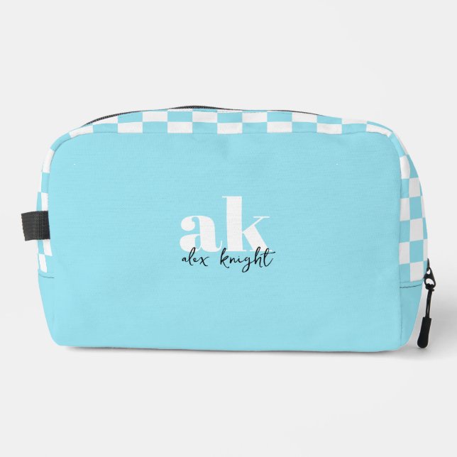 Trousse De Toilette À damiers Monogramme de signature rétro (Recto)