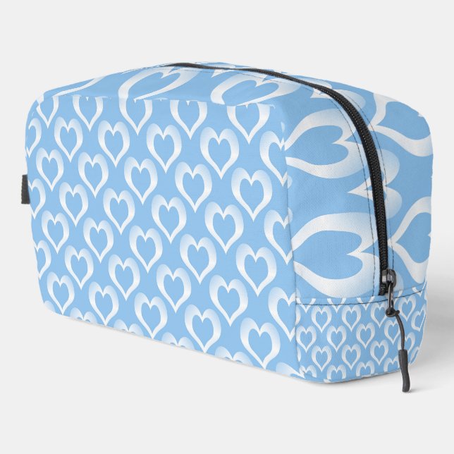 Trousse de toilette à motif cœurs bleu blanc (Coin droit)