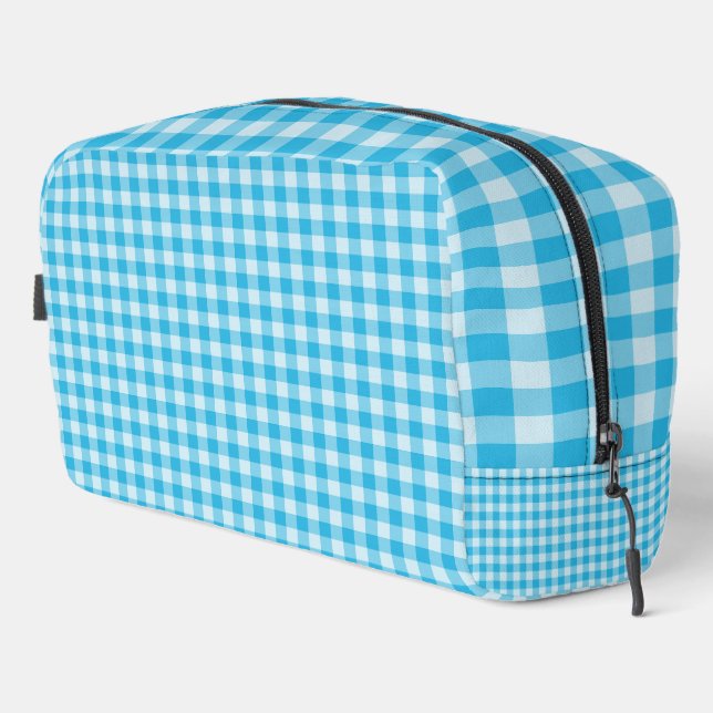 Trousse de toilette à motif damier bleu (Coin droit)