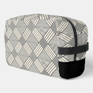 Trousse de toilette à motif grec noir et beige