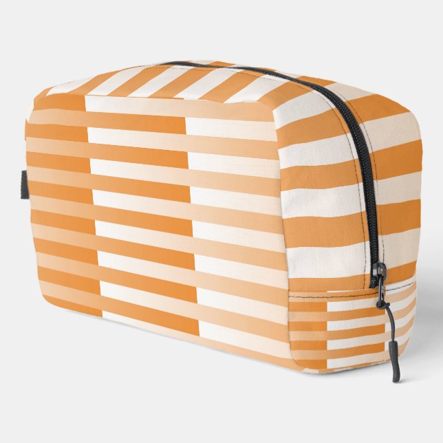 Trousse de toilette à motif rayé blanc orange (Coin droit)