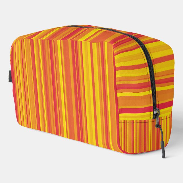 Trousse de toilette à rayures orange rouge jaune (Coin droit)
