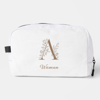 Trousse De Toilette A Woman – Elegant Floral Monogram Gold Makeup Pouc