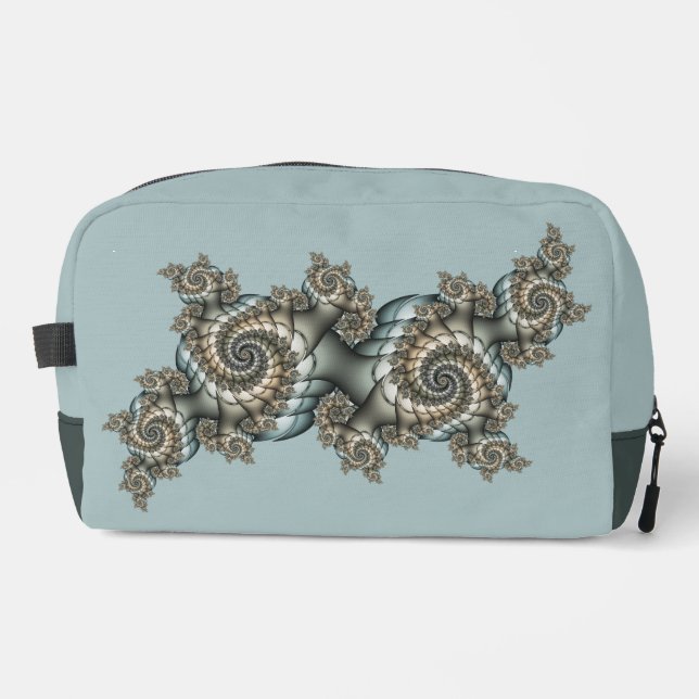 Trousse De Toilette Abstrait Beige clair Bleu Fractal Art Spirales (Recto)