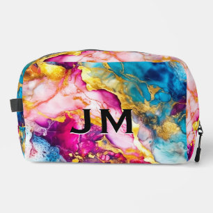 Trousse De Toilette Accessoire élégant en marbre rose turquoise