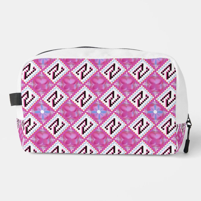 Trousse De Toilette Alphabet Géométrique Rose Chic Initiale N (Recto)