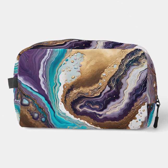 Trousse De Toilette Amethyst Turquoise et Gold Abstrait (Recto)