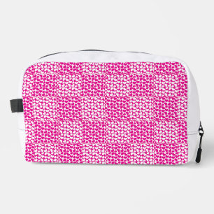 Trousse De Toilette Amour à carreaux en magenta et blanc