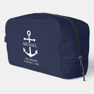 Trousse De Toilette Ancre Bleue marine Nautique Groomsmen personnalisé