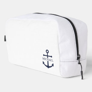 Trousse De Toilette Ancre bleue marine Nom personnalisé
