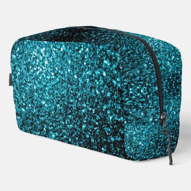Trousse De Toilette Aqua bleu imitation parties scintillant scintille (Coin droit)